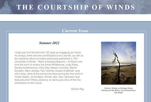 Screenshot of online literary magaizne The Courtship of the Winds Summer 2022 issue