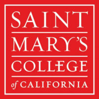 red background with Saint Mary's College of California in white