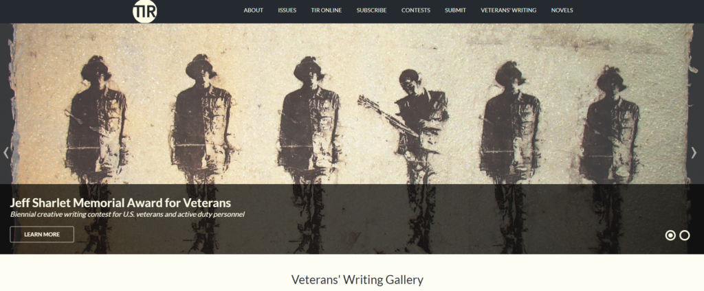 Screenshot of The Iowa Review's Veteran's Writing Gallery