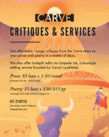 Screenshot of Carve Critiques & Services May 2022 NewPages eLitPak Flier