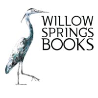 drawing of a heron standing on one leg with willow springs books written to the right of it