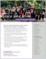 Screenshot of Chatham University MFA/BFA flier for the NewPages Fall 2021 LitPak