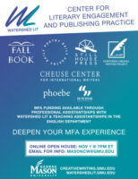 Screenshot of George Mason University Creative Writing flier for the NewPages Fall 2021 LitPak