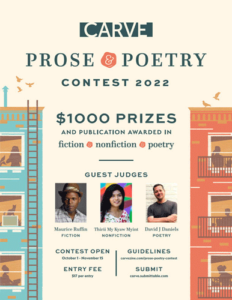 Screenshot of CARVE's 2022 Prose & Poetry Contest flyer