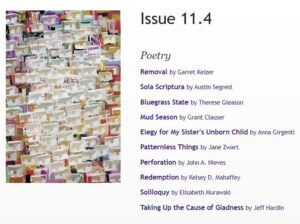 Cumberland River Review online poetry magazine issue 11.4 cover image