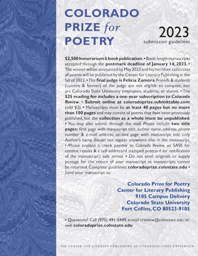 Screenshot of 2023 Colorado Prize for Poetry flyer