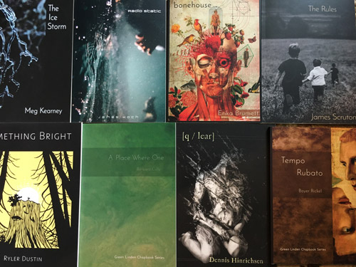 Screenshot of Green Linden Press' Chapbooks published in 2022 and 2023