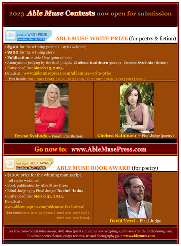 Screenshot of Able Muse's 2023 Writing Contests flyer