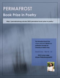 Screenshot of 10th annual Permafrost Book Prize flyer for January 2023 eLitPak