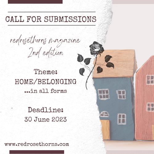 Flyer for redrosethorns Issue 2 call for submissions