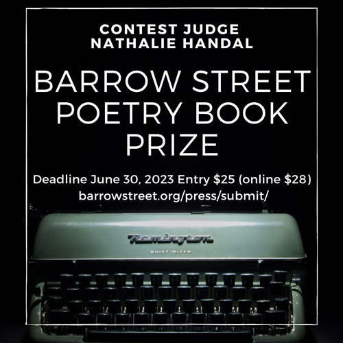Flyer for the 2023 Barrow Street Poetry Book Prize