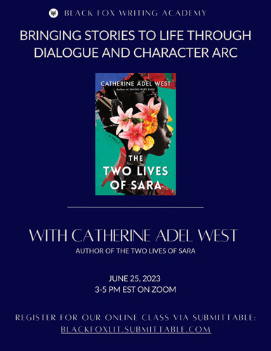 Screenshot of Black Fox Literary Magazine's flyer for the Catherine Adel West writing class
