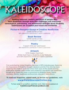 Screenshot of Kaleidoscope's flyer for Issue 87 release and call for submissions