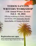 Screenshot of the flyer for the 2024 Todos Santos Writers Workshop