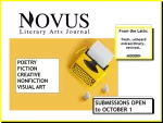 Screenshot of Novus Literary Arts Journal's flyer for their reading period for the Fall 2023 print edition