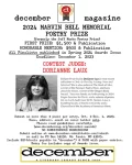 Screenshot of december magazine's flyer for the 2024 Marvel Bell Memorial Poetry Prize
