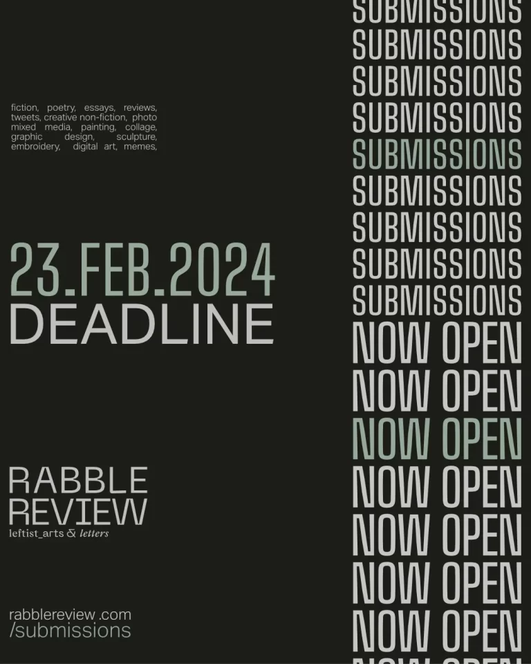 Rabble Review flyer for Winter 2024 reading period