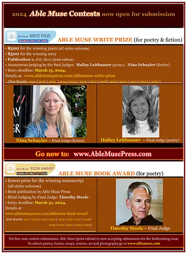 screenshot of the Able Muse Press flyer for their 2024 writing and book contests
