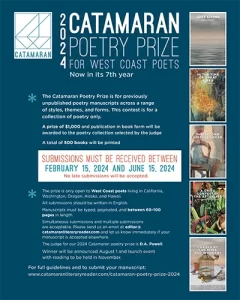 image of Catamaran Literary Reader's flyer for the 2024 Catamaran Poetry Prize for West Coast Poets