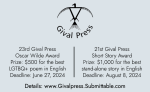 image of Gival Press' flyer for their 2024 writing contests