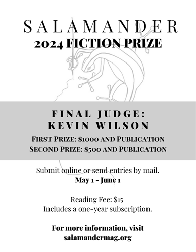 image of the flyer for Salamander's 2024 Fiction Contest