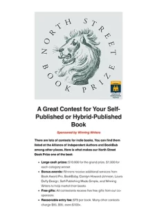 Screenshot of the Winning Writers' flyer for the 10th Annual North Street Book Prize