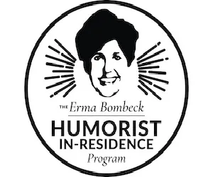 Logo of The Erma Bombeck Humorist-in-Residence Program featuring a silhouette with radiant rays.