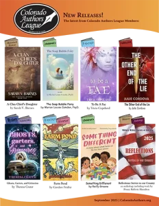 Flyer showcasing new book releases from Colorado Authors League members, September 2025.