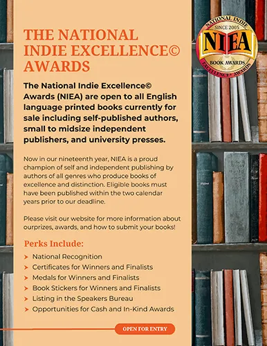 A flyer for The National Indie Excellence Awards (NIEA) with information about eligibility, perks, and how to enter.
