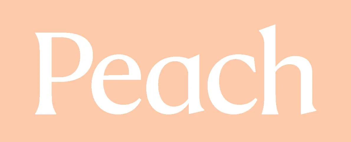 Peach literary magazine logo in soft peach background with large white serif text reading “Peach.”