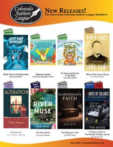 Open PDF flyer highlighting July 2026 book releases from members of the Colorado Authors League.